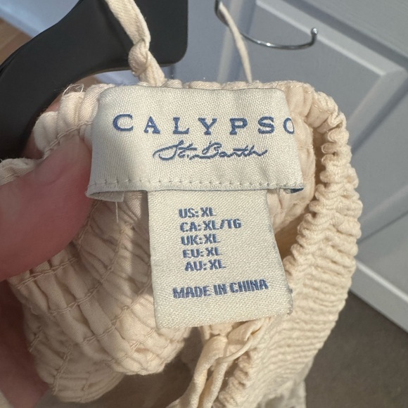 CALYPSO ST. BARTH Embroidered Linen Cream Maxi Dress XL - Picture 6 of 7